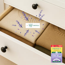 Carica l'immagine nel visualizzatore di Gallery, Orphea Salvalana, Foglietti per Cassetti e Armadi, Protegge Lana e Vestiti Tutta la Stagione, Profumo di Lavanda, agisce