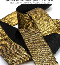 Carica l'immagine nel visualizzatore di Gallery, IPEA Elastico per Cucito LUREX - Corda Elastica da Cucire - 10 METRI - Made in Italy - Nastro Elastico da Cucito 40 mm Brillante per Accessori, Vestiti, Gonne, Borse, Cinture - Fettuccia Piatta - Oro