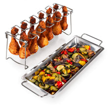 Carica l'immagine nel visualizzatore di Gallery, Blumtal Supporto Pollo Arrosto Forno, Supporto Cosce e Alette di Pollo in Acciaio Inox, Supporto Pollo BBQ Griglia