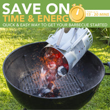 Carica l'immagine nel visualizzatore di Gallery, BLOSTM Accendi Fuoco per Barbecue - Extra Grande Accendi Carbonella Barbecue Avviamento Rapido, Acciaio Zincato, Manigli