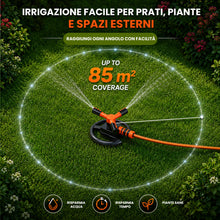 Carica l'immagine nel visualizzatore di Gallery, GARDENIX Irrigatore per prato girevole a 3 bracci, nero/arancione, connessione rapida Click-Lock, copertura fino a 85 m²