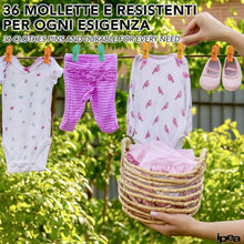 Carica l'immagine nel visualizzatore di Gallery, IPEA Mollette per il Bucato con Cestino in Plastica - 36 PEZZI - Super Leggero con Ganci - Mollette Colorate con Cestello per Appendere e Stendere Vestiti, Biancheria, Accessori - Stendibiancheria