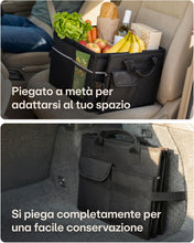 Carica l'immagine nel visualizzatore di Gallery, Praknu Organizer Bagagliaio con Coperchio Piccolo 35L – Pieghevole a 15L – 3 Scomparti con 11 Tasche – Idrorepellente e 