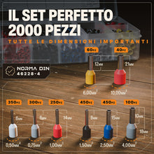 Carica l'immagine nel visualizzatore di Gallery, BAURIX ® Puntalini Elettrici Set 2000 Pezzi - Assortimento Capicorda Elettrici ordinati secondo le norme DIN - [0,5-10 m