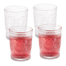 Carica l'immagine nel visualizzatore di Gallery, Relaxdays Set da 4 Bicchieri in Vetro da 300 ml, Lavabili in Lavastoviglie, Design Vintage, Acqua e Bibite, Trasparente
