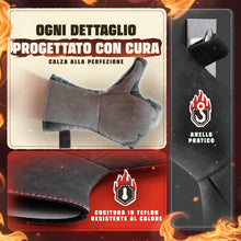 Carica l'immagine nel visualizzatore di Gallery, achilles Guanto Da Camino, Conforme alla Norma En407, Con Isolamento Termico, Guanto da Forno In Pelle, Guanto Protettiv