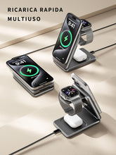 Carica l'immagine nel visualizzatore di Gallery, Tigratigro Caricatore Wireless Stazione, magnetico pieghevole 3 in 1 con MagSafe, Ricarica Rapid da 15W Caricabatterie p