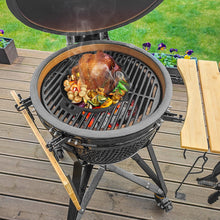 Carica l'immagine nel visualizzatore di Gallery, Onlyfire Supporto per arrosti per pollo in ghisa, padella per arrosti per pollame per barbecue con beccuccio e manico, a