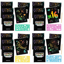 Carica l'immagine nel visualizzatore di Gallery, BONNYCO Scratch Art Bambini 16 Set per Gadget Compleanno Bambini e Scuola