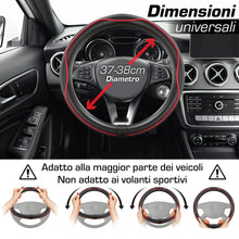 Carica l'immagine nel visualizzatore di Gallery, Upgrade4cars Coprivolante Auto Rosso Nero Finta Pelle Universale 37-38 cm