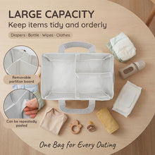 Carica l'immagine nel visualizzatore di Gallery, Organizer Portatile per Pannolini, Cesto Portaoggetti in Morbido Corduroy con Manico, Pieghevole, Multi-tasca, per Neona