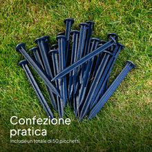 Carica l'immagine nel visualizzatore di Gallery, Confezione da 50 chiodi in plastica da 18 cm per bordi di prato e ciottolato - Chiodi di montaggio in plastica - Ancore 
