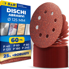 Carica l'immagine nel visualizzatore di Gallery, S&amp;R 60 Dischi Abrasivi 125mm Grana 40-240 per Levigatrice Rotorbitale