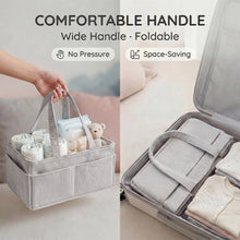 Carica l'immagine nel visualizzatore di Gallery, Organizer Portatile per Pannolini, Cesto Portaoggetti in Morbido Corduroy con Manico, Pieghevole, Multi-tasca, per Neona
