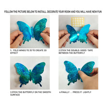 Carica l'immagine nel visualizzatore di Gallery, Adesivi Murali 3D Farfalle 12 Pezzi Decorazione Bambini