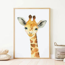 Carica l'immagine nel visualizzatore di Gallery, Stampe su tela moderne con elefante e giraffa, set di tre animali, poster da parete, immagine per la decorazione della c
