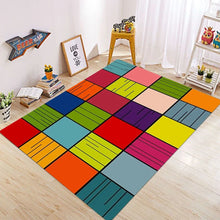 Carica l'immagine nel visualizzatore di Gallery, Tappeto colorato con motivi geometrici astratti, ideale per l’area di seduta in aule scolastiche, asili nido, bibliotech