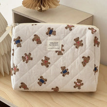 Carica l'immagine nel visualizzatore di Gallery, Set da 3 pezzi: borsa per pannolini con stampa a tema orsetto, trousse per trucchi da mamma, borsa per cosmetici da donn