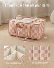 Carica l'immagine nel visualizzatore di Gallery, Organizer per Pannolini a Quadretti, Elegante Cesto Portaoggetti per Cameretta, Regalo per Baby Shower, Essenziali per N