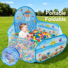 Carica l'immagine nel visualizzatore di Gallery, Piscina di palline per bambini esagonale da 120 cm con canestro portatile pieghevole parco giochi per bambini giocattoli