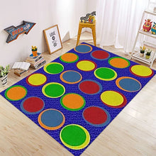 Carica l'immagine nel visualizzatore di Gallery, Tappeto colorato con motivi geometrici astratti, ideale per l’area di seduta in aule scolastiche, asili nido, bibliotech