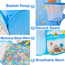 Carica l'immagine nel visualizzatore di Gallery, Piscina di palline per bambini esagonale da 120 cm con canestro portatile pieghevole parco giochi per bambini giocattoli