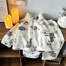 Carica l'immagine nel visualizzatore di Gallery, Pigiama Invernale in Peluche per Bambini, Set 2 Pezzi, Cartone Animato, Pigiama Spesso per Bambini, Set per Ragazze e Ra