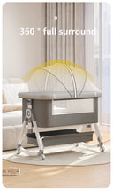 Carica l'immagine nel visualizzatore di Gallery, Culla combinata 3 in 1 per neonati, lettino da affiancare al letto, box per bambini, ruote girevoli, altezza regolabile,