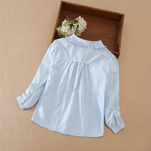 Carica l'immagine nel visualizzatore di Gallery, Camicia con Colletto a Volant per Ragazze 5-12 Anni, Manica Lunga 100% Cotone, Uniforme Scolastica, Top Quotidiano per B