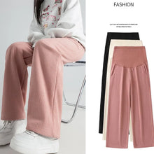 Carica l'immagine nel visualizzatore di Gallery, Pantaloni da donna incinte Autunno Inverno Indossare pantaloni a gamba larga in velluto a coste Pantaloni a gamba dritta