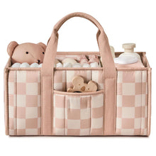 Carica l'immagine nel visualizzatore di Gallery, Organizer per Pannolini a Quadretti, Elegante Cesto Portaoggetti per Cameretta, Regalo per Baby Shower, Essenziali per N