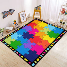 Carica l'immagine nel visualizzatore di Gallery, Tappeto colorato con motivi geometrici astratti, ideale per l’area di seduta in aule scolastiche, asili nido, bibliotech
