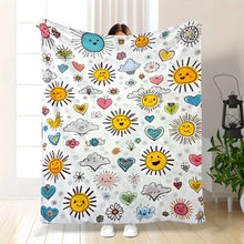 Carica l'immagine nel visualizzatore di Gallery, Coperta Morbida con Stampa Sole e Nuvole per Neonati, Bambini e Ragazzi, Copriletto con Motivo Carino e Kawaii, Regalo D