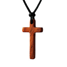 Carica l'immagine nel visualizzatore di Gallery, Collana Con Pendente a Croce in Legno di Pero Rosso Per Uomo Donna Bambino... - Ilgrandebazar