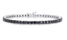 Carica l'immagine nel visualizzatore di Gallery, Bracciale Tennis in Argento 925 Rodiato con Zirconi Neri Taglio Diamante,... - Ilgrandebazar