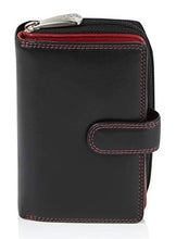Carica l'immagine nel visualizzatore di Gallery, Visconti portafoglio di pelle da donna a piegatura Nero/Rosso (Blk/Red)