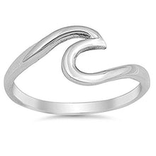 Carica l'immagine nel visualizzatore di Gallery, Anello da donna, a forma di onda, artigianale, in acciaio inox, regalo silver - Ilgrandebazar