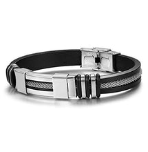 Carica l'immagine nel visualizzatore di Gallery, sailimue Gioielli in Acciaio Inossidabile Gel di Silice Uomo Bracciali per...