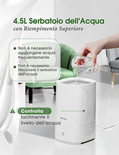 Carica l'immagine nel visualizzatore di Gallery, Homasy Umidificatore 4,5 L, Ultrasuoni a Riempimento Bianco