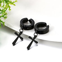 Carica l'immagine nel visualizzatore di Gallery, JewelryWe Gioielli Orecchini da Uomo Donna Unisex Senza Buco in Acciaio Nero - Ilgrandebazar