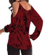 Carica l'immagine nel visualizzatore di Gallery, YOINS Donna Camicetta Maniche Lunghe Maglia Spalle Scoperte Maglie XL, Rosso - Ilgrandebazar