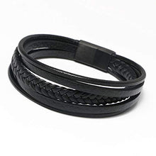 Carica l'immagine nel visualizzatore di Gallery, flintronic Bracciale Intrecciato in Pelle, Braccialetto #1 Nero(20.5cm-22cm) - Ilgrandebazar