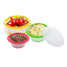 Carica l'immagine nel visualizzatore di Gallery, Manuka 3 Pezzi Ciotola Pieghevole in Silicone con Coperchio, insalatiere...