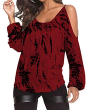 Carica l'immagine nel visualizzatore di Gallery, YOINS Donna Camicetta Maniche Lunghe Maglia Spalle Scoperte Maglie XL, Rosso - Ilgrandebazar