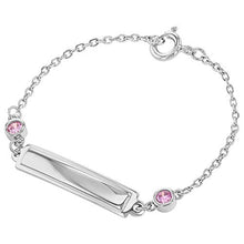 Carica l'immagine nel visualizzatore di Gallery, 925 sterling Silver rosa CZ braccialetto identificativo ID bambino neonato... - Ilgrandebazar