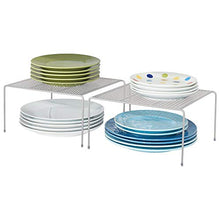 Carica l'immagine nel visualizzatore di Gallery, mDesign Set da 2 mensole Porta Piatti impilabili per la Cucina Grigio Chiaro
