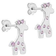 Carica l'immagine nel visualizzatore di Gallery, 925 sterling Silver giraffa orecchini a perno per bambini ragazze rosa CZ - Ilgrandebazar