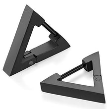 Carica l'immagine nel visualizzatore di Gallery, JewelryWe Orecchini a Triangolo classici da Donna Uomo in Acciaio Nero - Ilgrandebazar