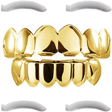 Carica l'immagine nel visualizzatore di Gallery, Grillz placcato in oro 24K per bocca set denti Hip Hop superiore inferiore +... - Ilgrandebazar