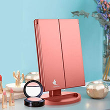 Carica l'immagine nel visualizzatore di Gallery, Ammiy Specchio per Il Trucco con Luce 1x / 2X / 3X Trifold ingrandente con...